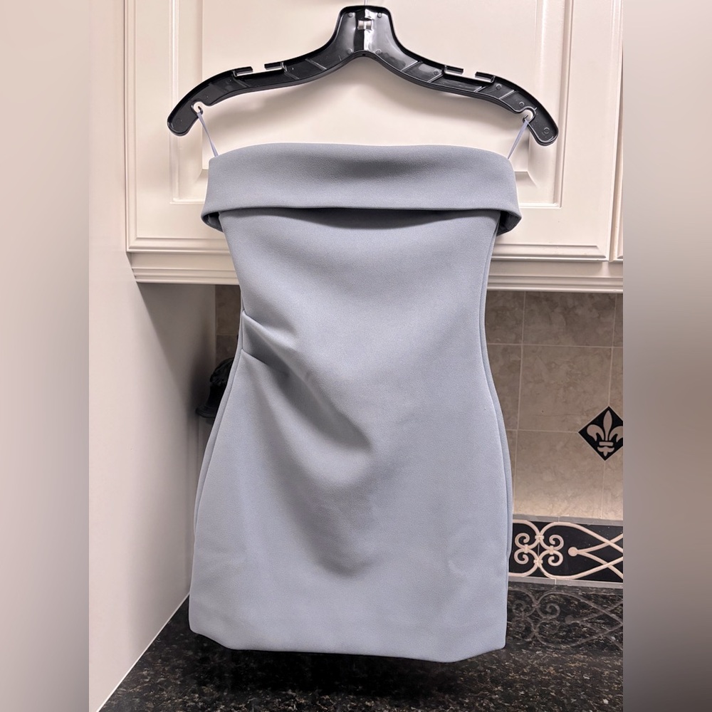 Babaton FigureKnit Eyecatcher Mini Dress Size 2XS Shady Blue NWT